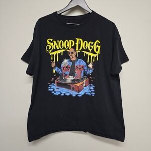 Death Row Records Snoop Dogg Shirt Mens XL Black Graphic Rap Hip Hop Streetwear